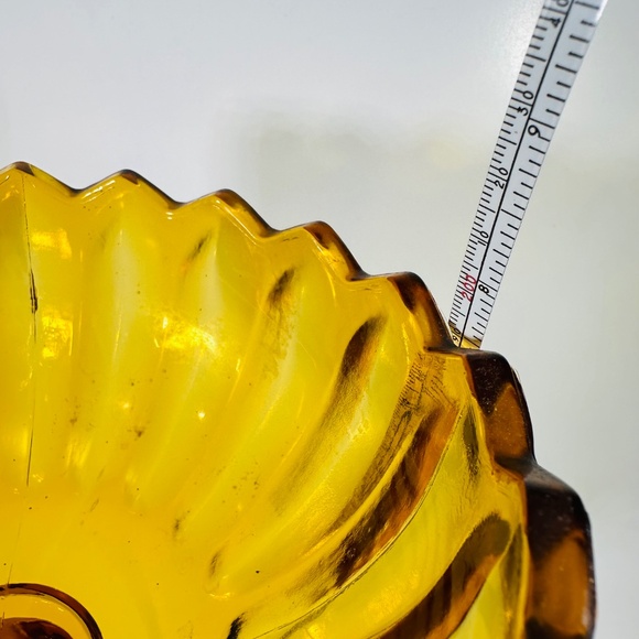 Vintage Indiana Glass Amber Lotus Blossom Pedestal Compote Bowl 7.5 - Picture 7 of 7